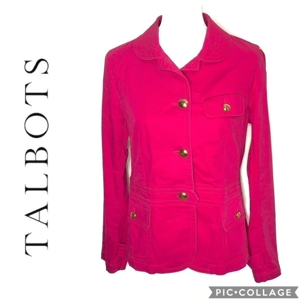 Talbots Pink Jacket Gold Buttons Sz 8 Women’s Coat Collared - Picture 1 of 8